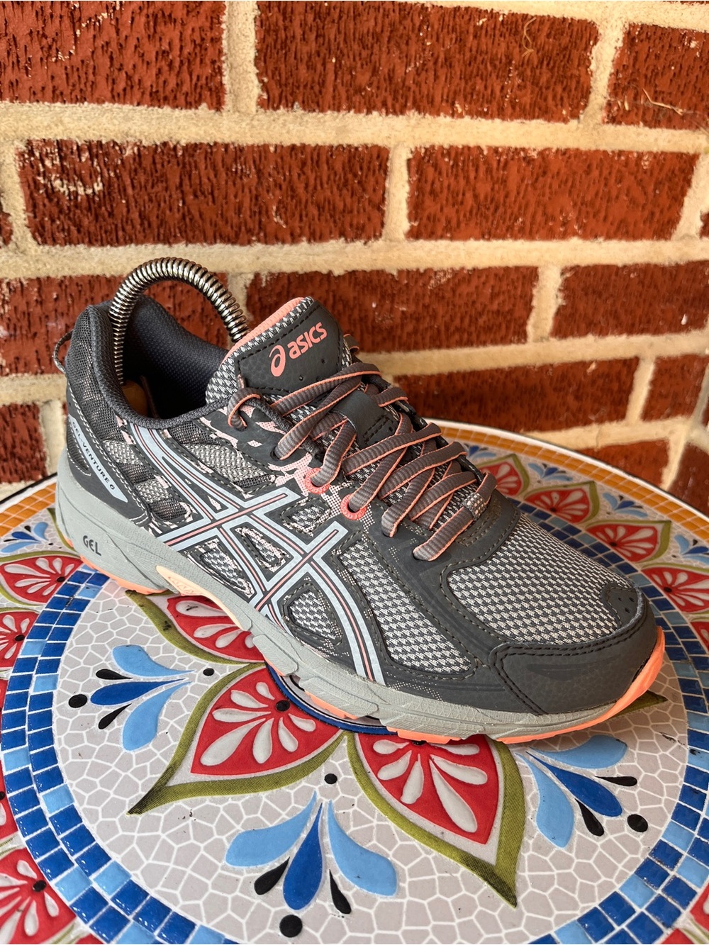 ASICS Gel-Venture 6 Sneakers Womens 7 Grey Pink Blue Trail Running T7G6N